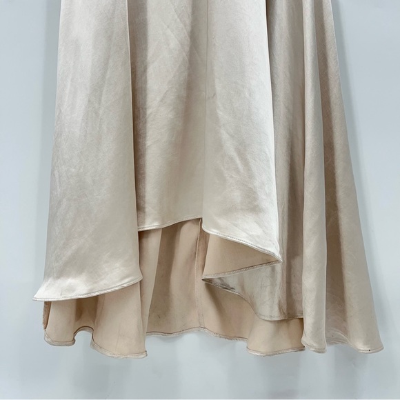 Elliatt XS Aleah Satin Dress Maxi Gown 0154 button cuff trumpet ruffle hi low - Picture 7 of 16